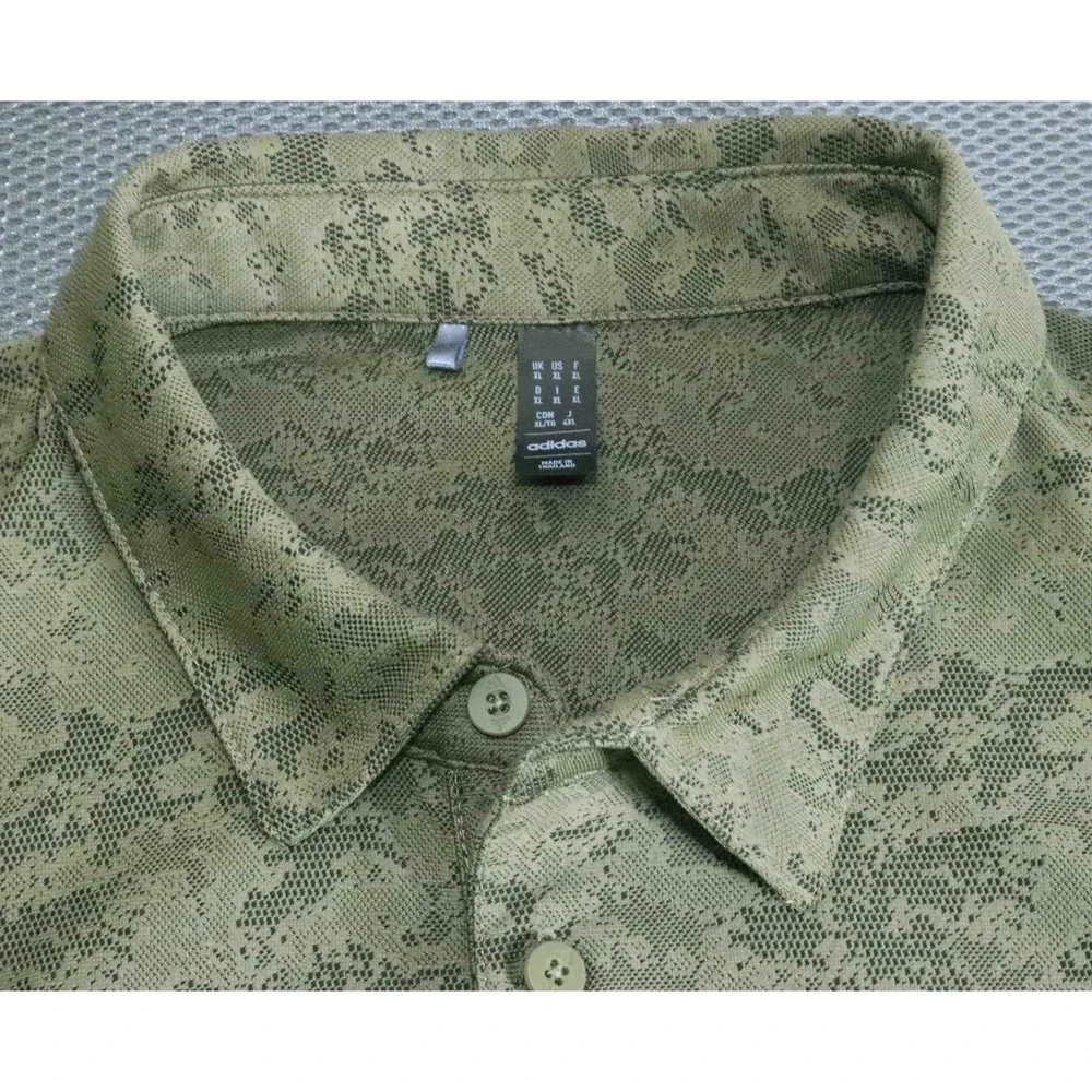 Adidas Green Vented Camo Polyester Golf ‎ Polo Shirt AD4001 Mens Size XL